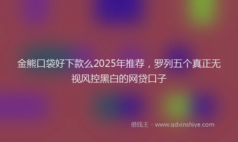 金熊口袋好下款么2025年推荐，罗列五个真正无视风控黑白的网贷口子