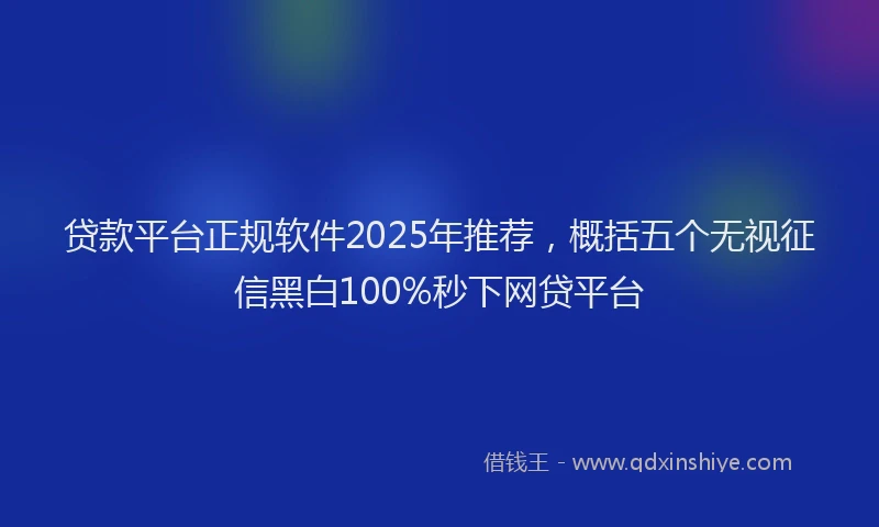 贷款平台正规软件2025年推荐，概括五个无视征信黑白100%秒下网贷平台