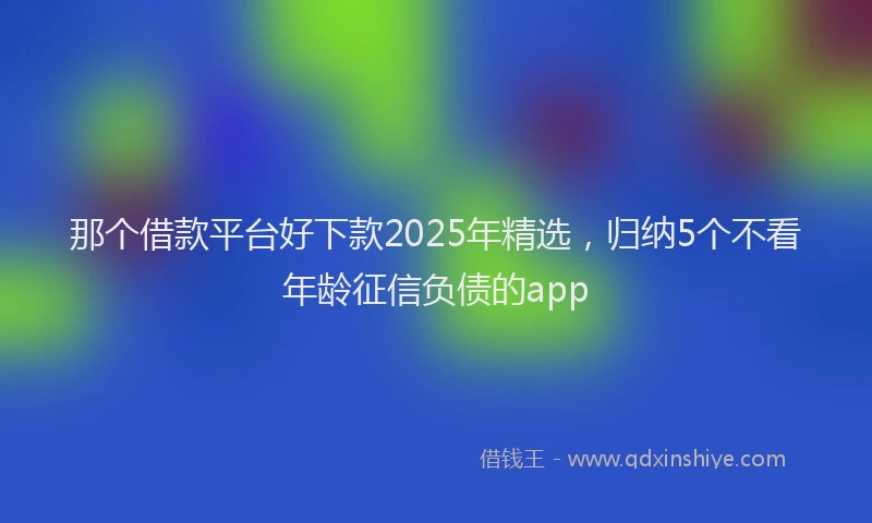 那个借款平台好下款2025年精选，归纳5个不看年龄征信负债的app
