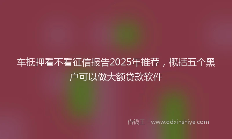 车抵押看不看征信报告2025年推荐，概括五个黑户可以做大额贷款软件