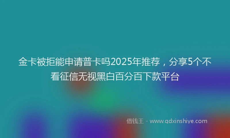 金卡被拒能申请普卡吗2025年推荐，分享5个不看征信无视黑白百分百下款平台
