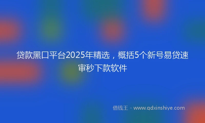 贷款黑口平台2025年精选，概括5个新号易贷速审秒下款软件