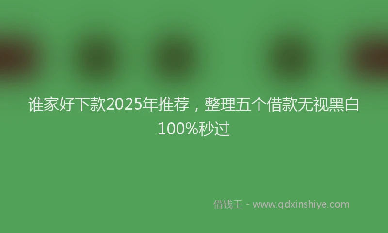 谁家好下款2025年推荐，整理五个借款无视黑白100%秒过