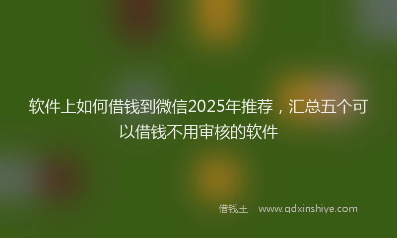 软件上如何借钱到微信2025年推荐，汇总五个可以借钱不用审核的软件