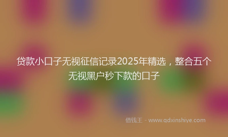 贷款小口子无视征信记录2025年精选，整合五个无视黑户秒下款的口子