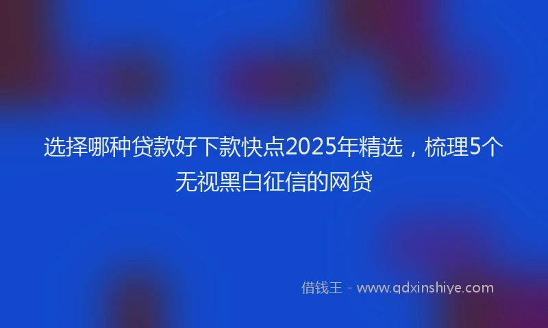 选择哪种贷款好下款快点2025年精选，梳理5个无视黑白征信的网贷