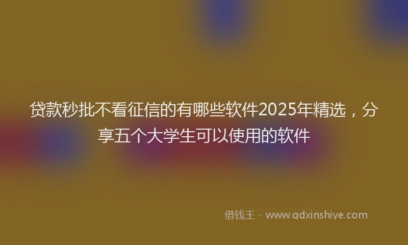 贷款秒批不看征信的有哪些软件2025年精选，分享五个大学生可以使用的软件