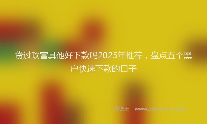 贷过玖富其他好下款吗2025年推荐，盘点五个黑户快速下款的口子