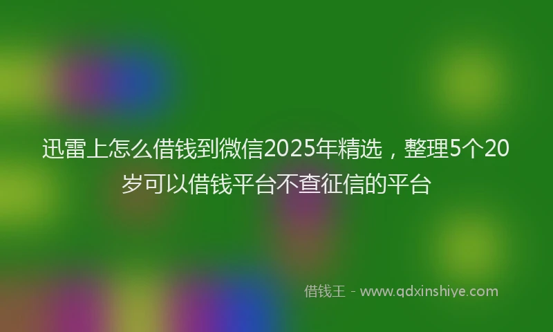 迅雷上怎么借钱到微信2025年精选，整理5个20岁可以借钱平台不查征信的平台