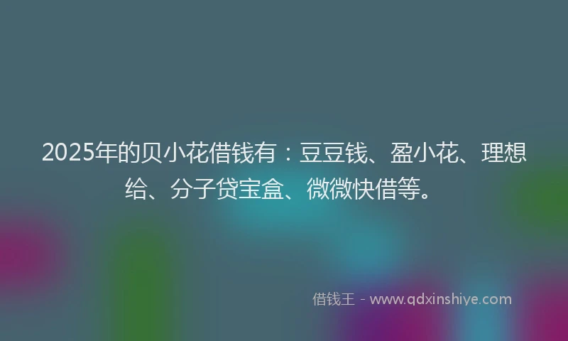 2025年的贝小花借钱有：豆豆钱、盈小花、理想给、分子贷宝盒、微微快借等。