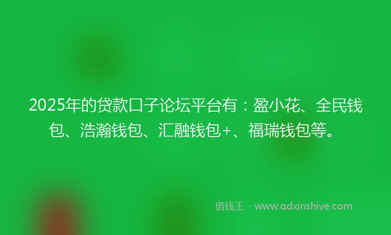 2025年的贷款口子论坛平台有：盈小花、全民钱包、浩瀚钱包、汇融钱包+、福瑞钱包等。