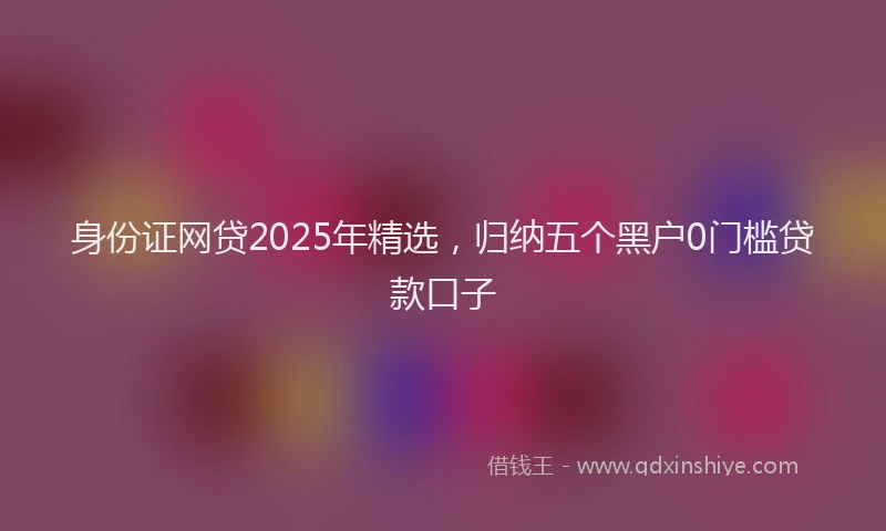 身份证网贷2025年精选，归纳五个黑户0门槛贷款口子