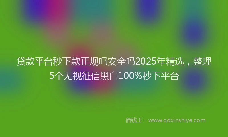 贷款平台秒下款正规吗安全吗2025年精选，整理5个无视征信黑白100%秒下平台