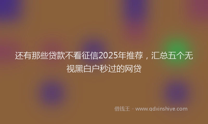 还有那些贷款不看征信2025年推荐，汇总五个无视黑白户秒过的网贷
