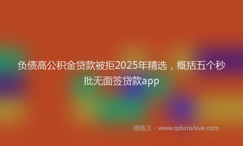 负债高公积金贷款被拒2025年精选，概括五个秒批无面签贷款app