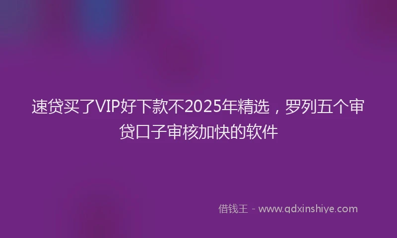 速贷买了VIP好下款不2025年精选，罗列五个审贷口子审核加快的软件