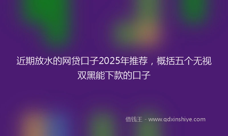 近期放水的网贷口子2025年推荐，概括五个无视双黑能下款的口子