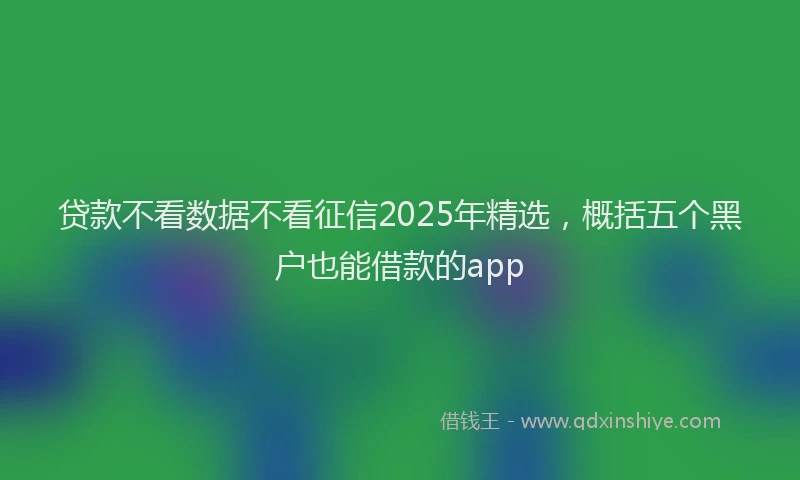贷款不看数据不看征信2025年精选，概括五个黑户也能借款的app