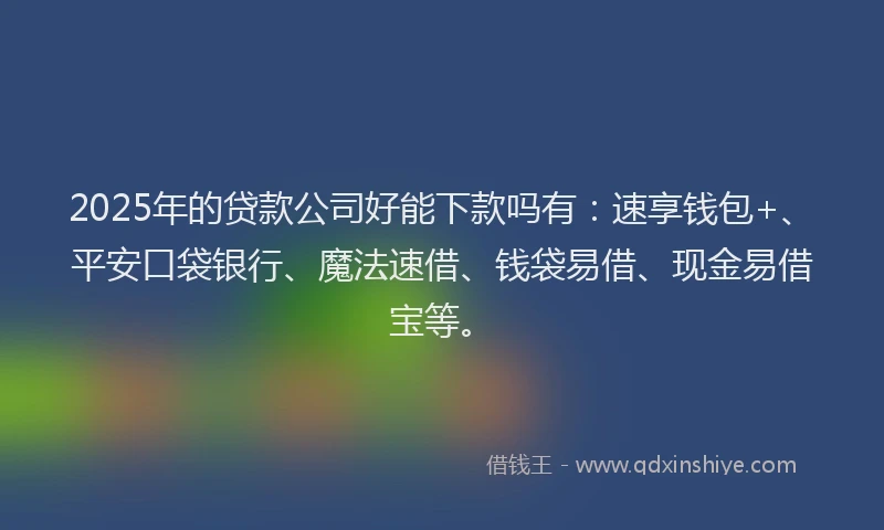2025年的贷款公司好能下款吗有：速享钱包+、平安口袋银行、魔法速借、钱袋易借、现金易借宝等。