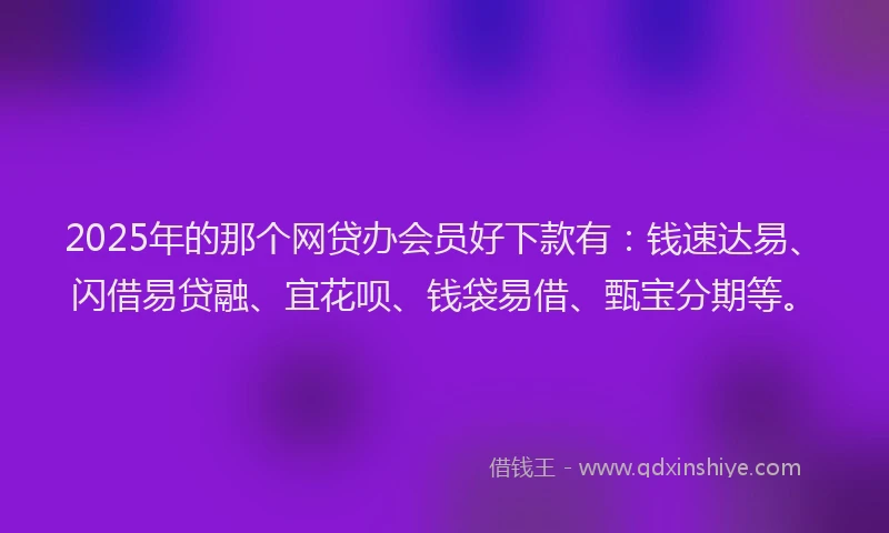 2025年的那个网贷办会员好下款有：钱速达易、闪借易贷融、宜花呗、钱袋易借、甄宝分期等。