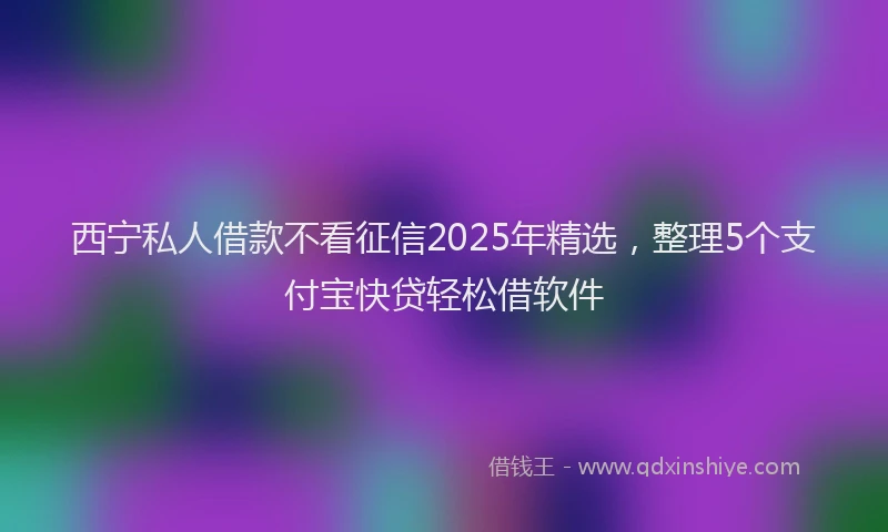 西宁私人借款不看征信2025年精选，整理5个支付宝快贷轻松借软件