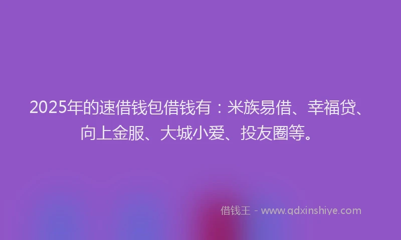 2025年的速借钱包借钱有：米族易借、幸福贷、向上金服、大城小爱、投友圈等。
