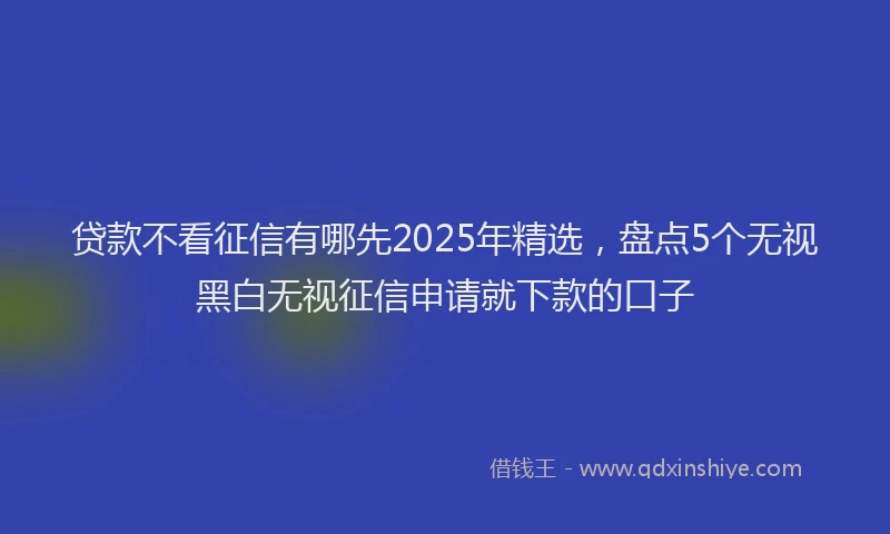 贷款不看征信有哪先2025年精选，盘点5个无视黑白无视征信申请就下款的口子