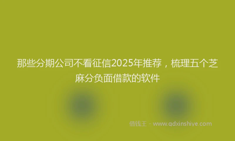 那些分期公司不看征信2025年推荐，梳理五个芝麻分负面借款的软件