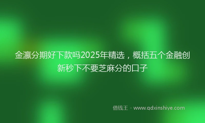 金瀛分期好下款吗2025年精选，概括五个金融创新秒下不要芝麻分的口子