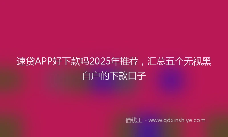 速贷APP好下款吗2025年推荐，汇总五个无视黑白户的下款口子