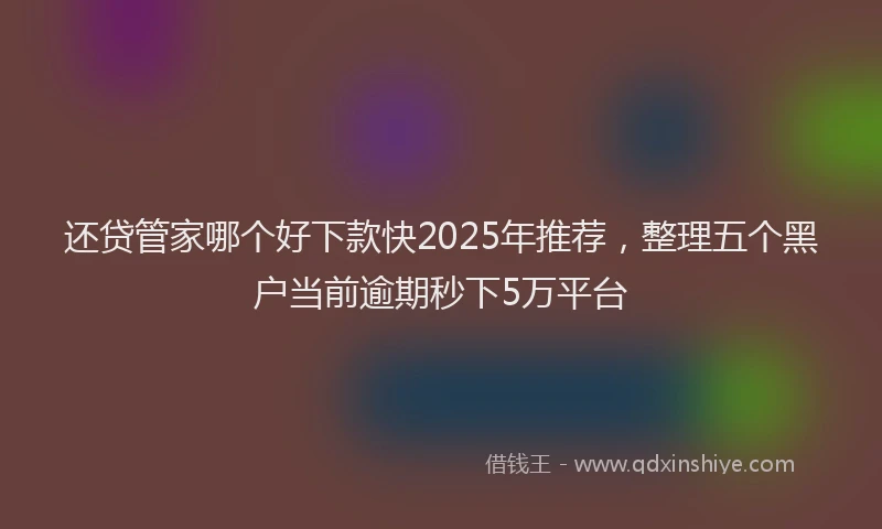 还贷管家哪个好下款快2025年推荐，整理五个黑户当前逾期秒下5万平台