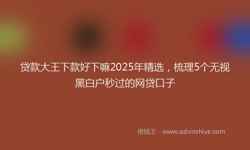 贷款大王下款好下嘛2025年精选，梳理5个无视黑白户秒过的网贷口子