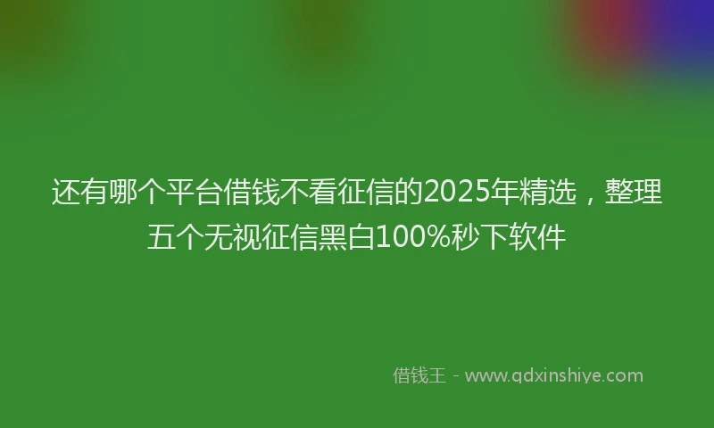 还有哪个平台借钱不看征信的2025年精选，整理五个无视征信黑白100%秒下软件
