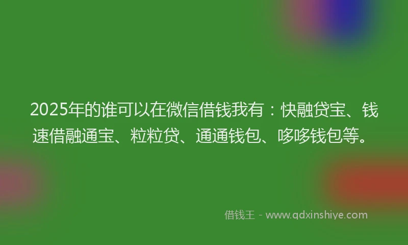 2025年的谁可以在微信借钱我有：快融贷宝、钱速借融通宝、粒粒贷、通通钱包、哆哆钱包等。