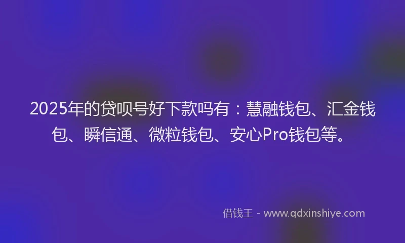 2025年的贷呗号好下款吗有：慧融钱包、汇金钱包、瞬信通、微粒钱包、安心Pro钱包等。