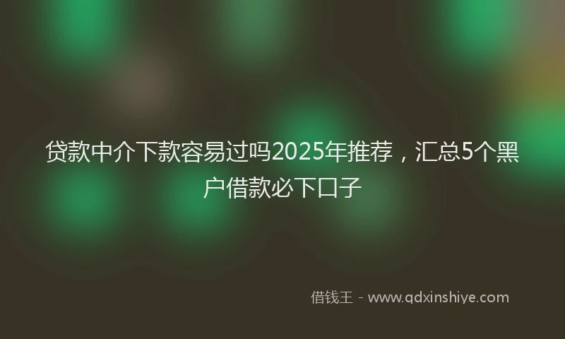 贷款中介下款容易过吗2025年推荐，汇总5个黑户借款必下口子