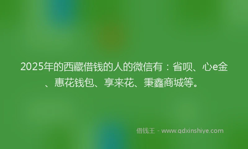 2025年的西藏借钱的人的微信有：省呗、心e金、惠花钱包、享来花、秉鑫商城等。