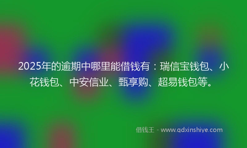 2025年的逾期中哪里能借钱有：瑞信宝钱包、小花钱包、中安信业、甄享购、超易钱包等。