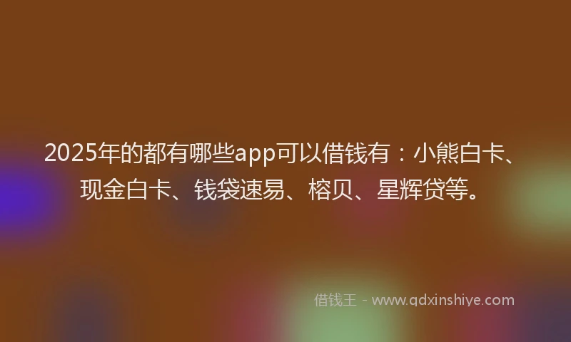 2025年的都有哪些app可以借钱有：小熊白卡、现金白卡、钱袋速易、榕贝、星辉贷等。