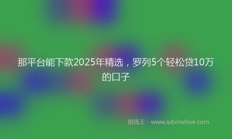 那平台能下款2025年精选，罗列5个轻松贷10万的口子