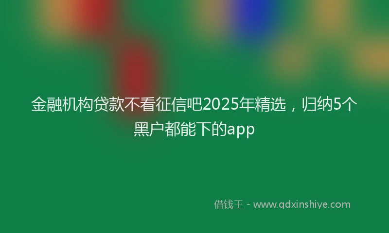 金融机构贷款不看征信吧2025年精选，归纳5个黑户都能下的app