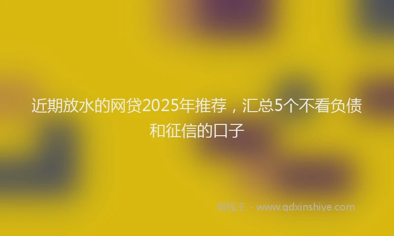 近期放水的网贷2025年推荐，汇总5个不看负债和征信的口子