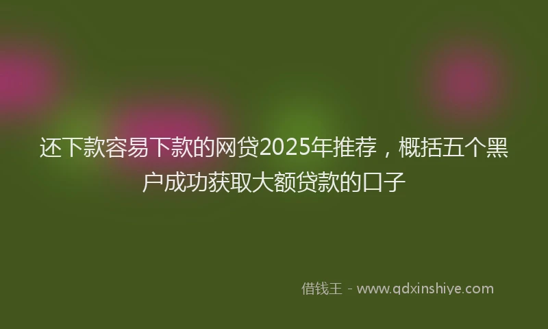 还下款容易下款的网贷2025年推荐，概括五个黑户成功获取大额贷款的口子
