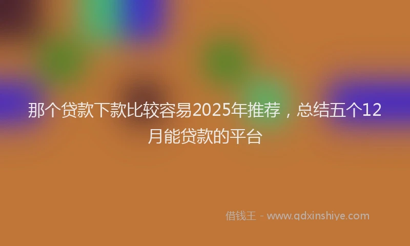 那个贷款下款比较容易2025年推荐，总结五个12月能贷款的平台