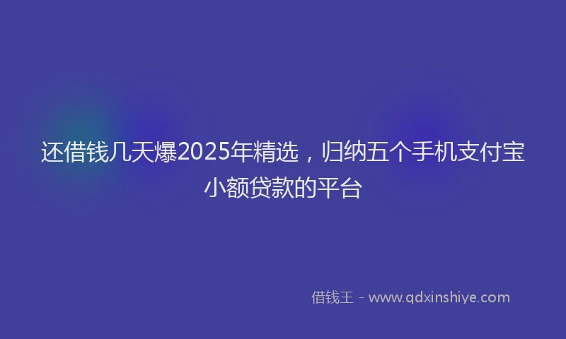 还借钱几天爆2025年精选，归纳五个手机支付宝小额贷款的平台