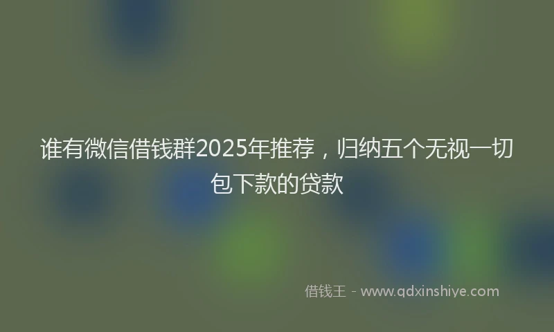 谁有微信借钱群2025年推荐，归纳五个无视一切包下款的贷款