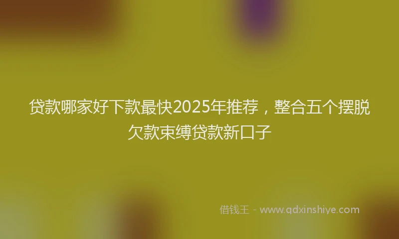 贷款哪家好下款最快2025年推荐，整合五个摆脱欠款束缚贷款新口子