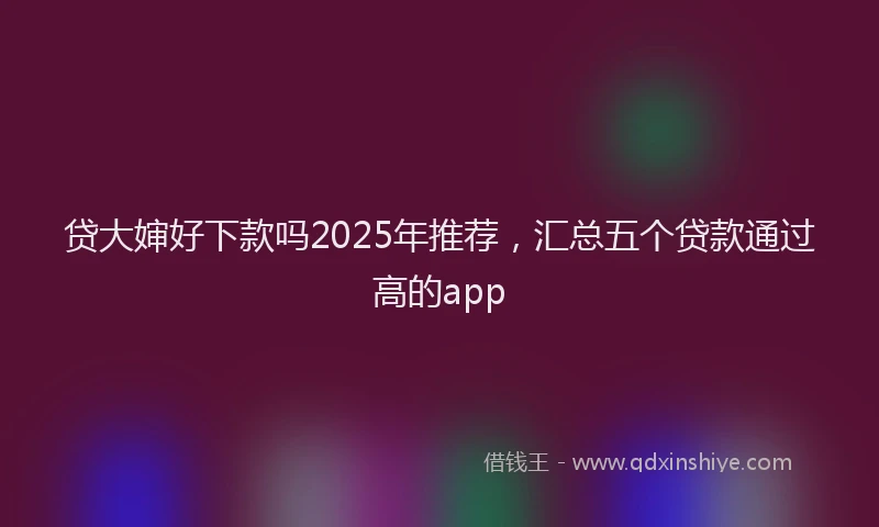 贷大婶好下款吗2025年推荐，汇总五个贷款通过高的app
