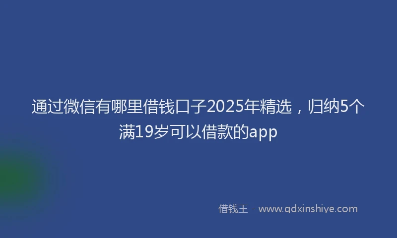 通过微信有哪里借钱口子2025年精选，归纳5个满19岁可以借款的app