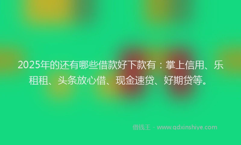 2025年的还有哪些借款好下款有：掌上信用、乐租租、头条放心借、现金速贷、好期贷等。